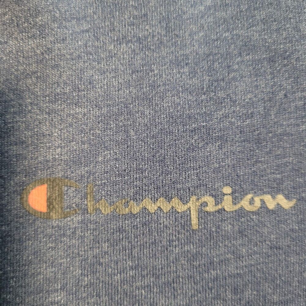Champion Hoodie Mens Large Blue Black 1/2 Zip Fleece Pullover Pockets Athletic - Picture 3 of 12